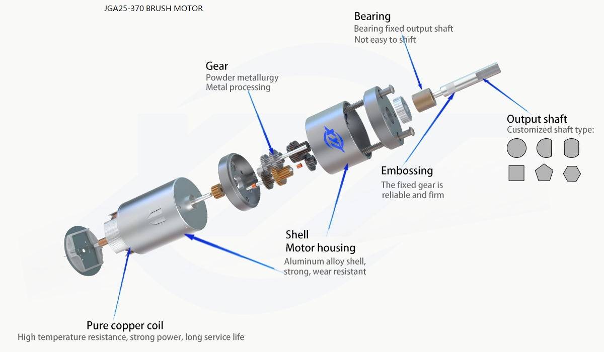 XYT 12V Mini DC Motor DC Gear Motor JGA25-370 Spur Gear Motor 620rpm