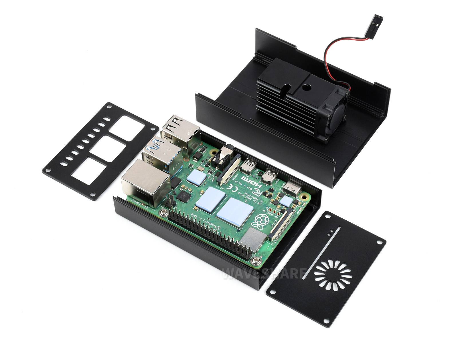WaveShare Stripe Aluminum Cooling Case for Raspberry Pi 4