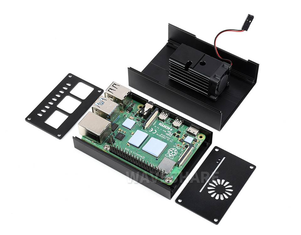 WaveShare Stripe Aluminum Cooling Case for Raspberry Pi 4
