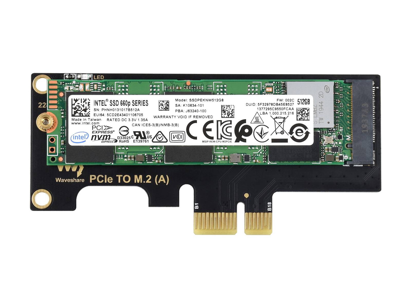 WaveShare PCIe TO M.2 Adapter for Raspberry Pi Compute Module 4 19091