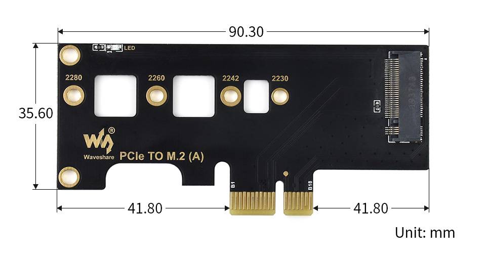 WaveShare PCIe TO M.2 Adapter for Raspberry Pi Compute Module 4 19091