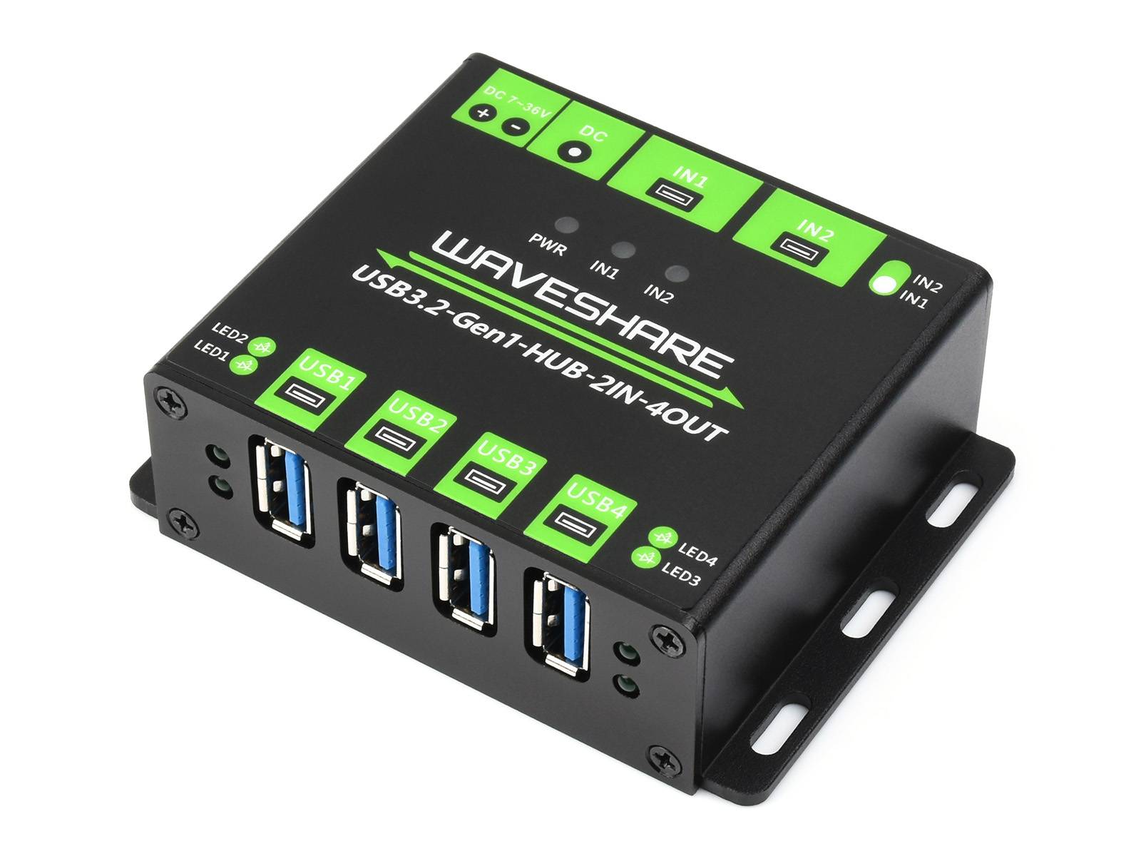 WaveShare Industrial Grade USB HUB 4x USB 3.2 Ports Switchable Dual Hosts