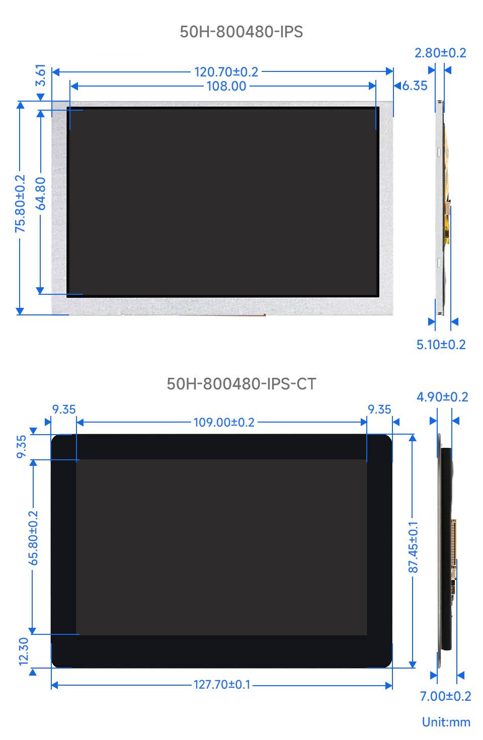 WaveShare 5inch DSI Display 800x480 IPS with Touch Function for Raspberry Pi