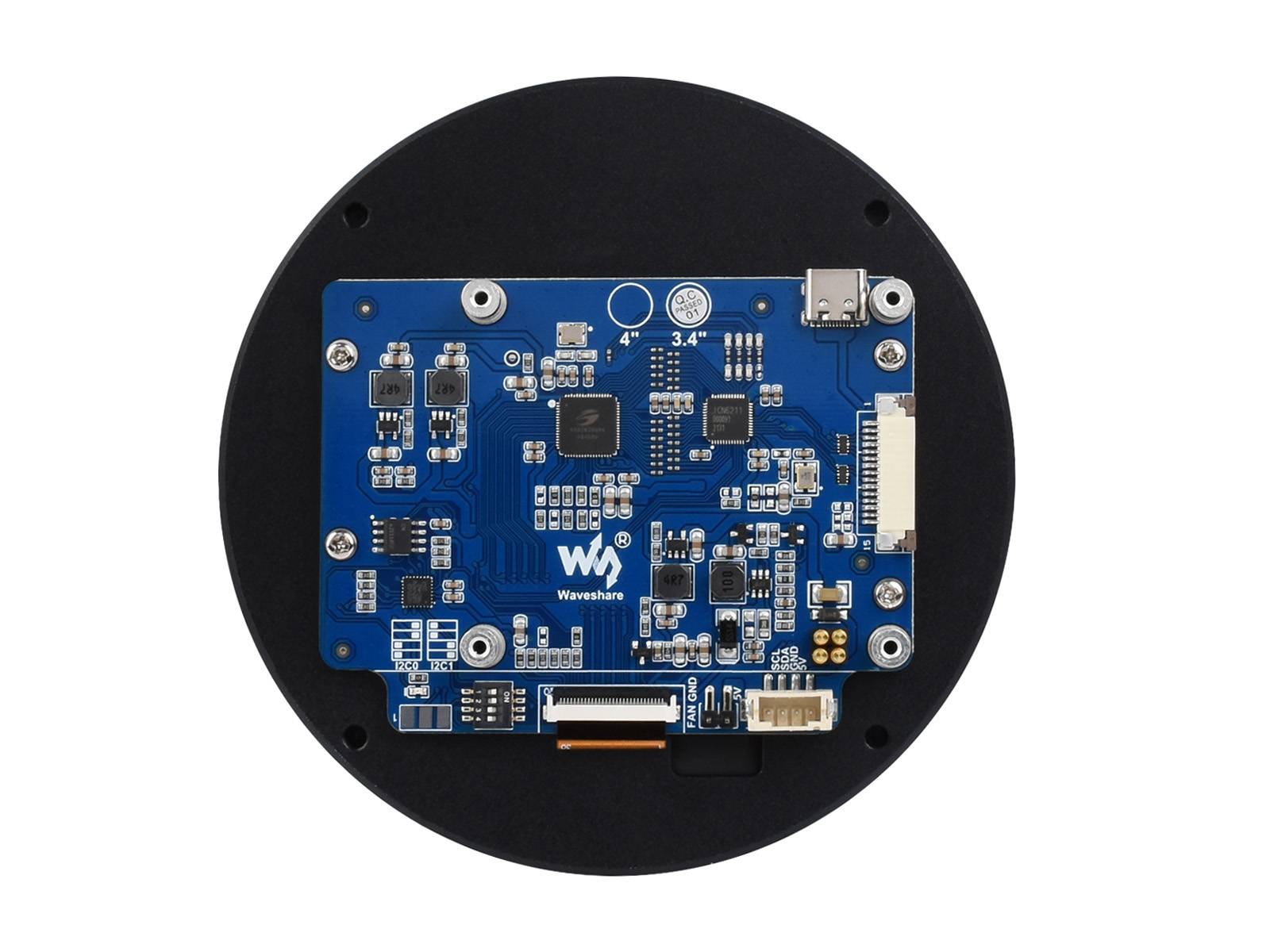 WaveShare 3.4inch DSI Round Touch Display 800x800 IPS 10-Point Touch