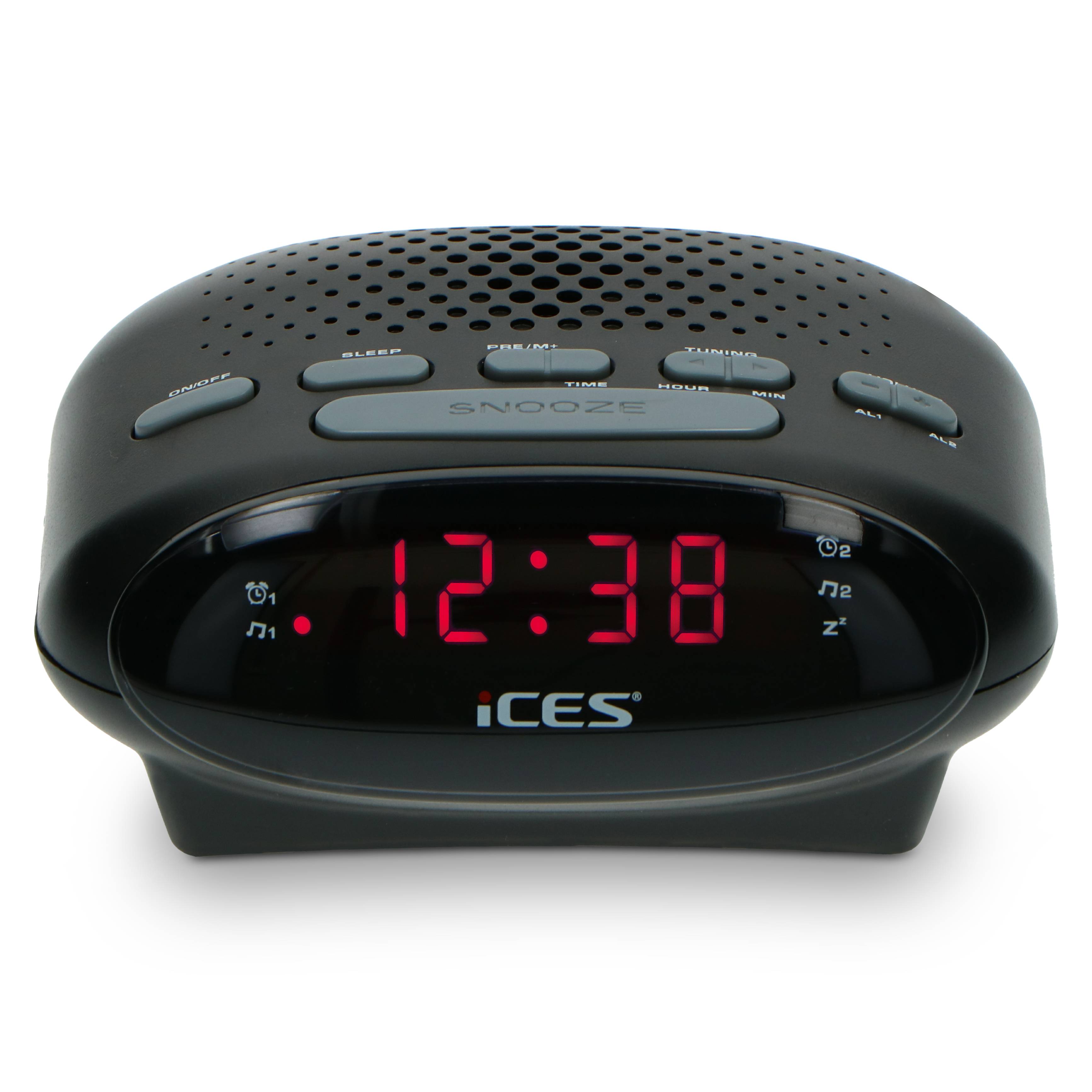 Perfekt für Ihren Morgen: Das ICES ICR-210 Black FM-Uhrenradio Beginnen Sie jeden Tag genau richtig mit dem ICES ICR-210 Black, einem schlanken un