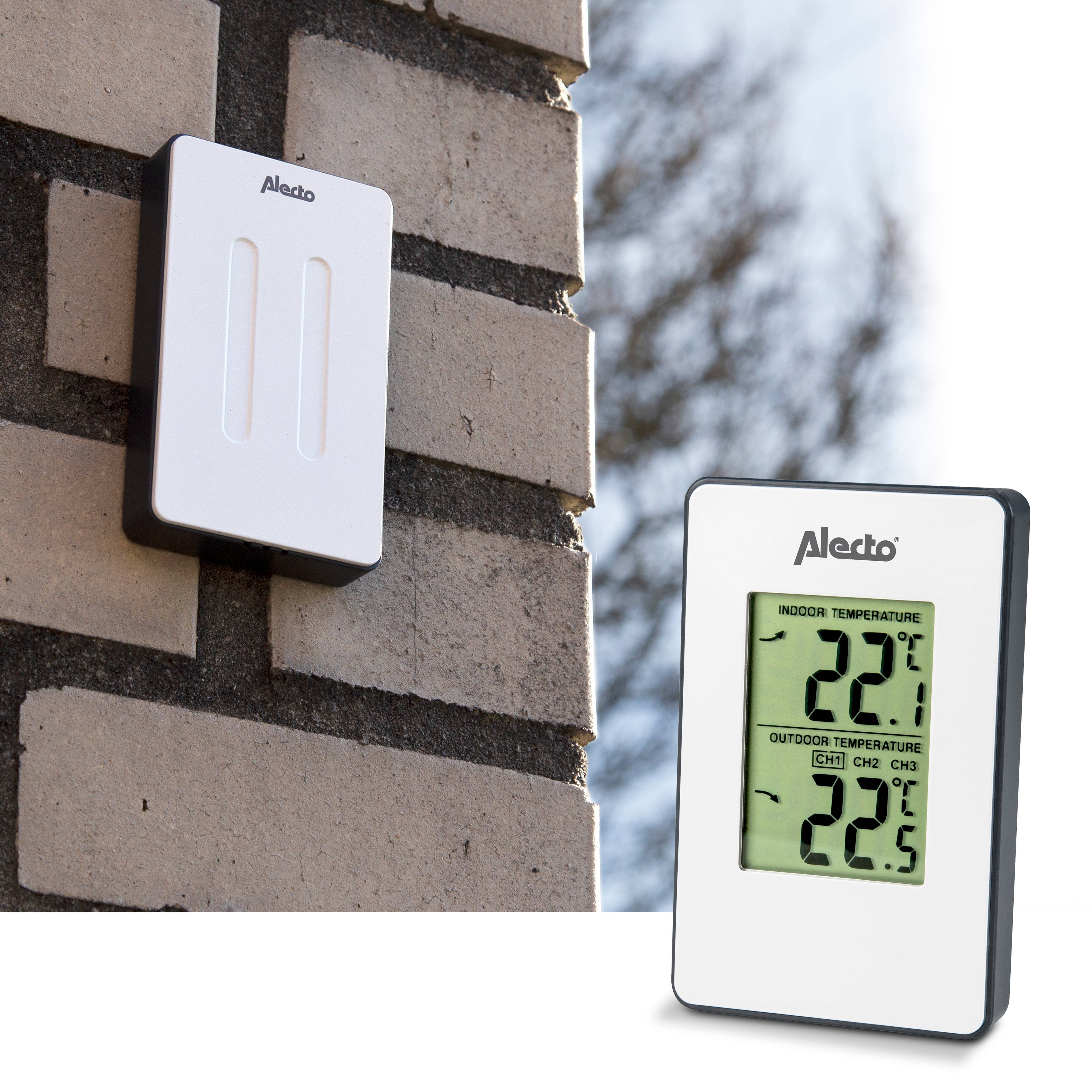 Alecto WS-1050 - Wetterstation mit kabellosem Außensensor, weiß