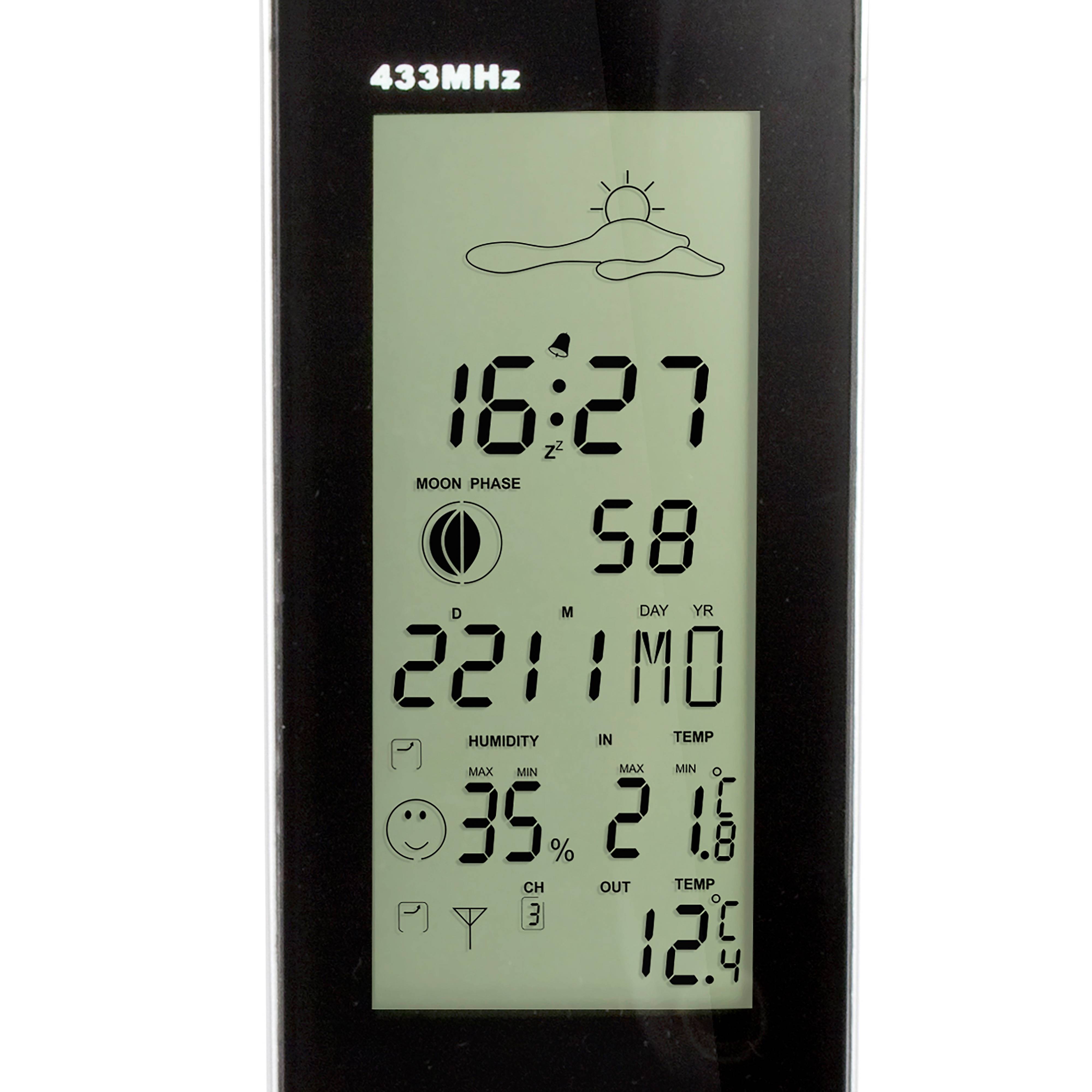 Alecto WS-1150 - Wetterstation mit kabellosem Außensensor, schwarz/silber