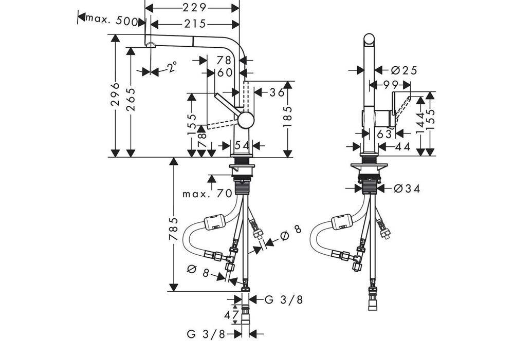 hansgrohe Spültischmischer Talis M54 270 ND Ausziehauslauf 1 jet chrom