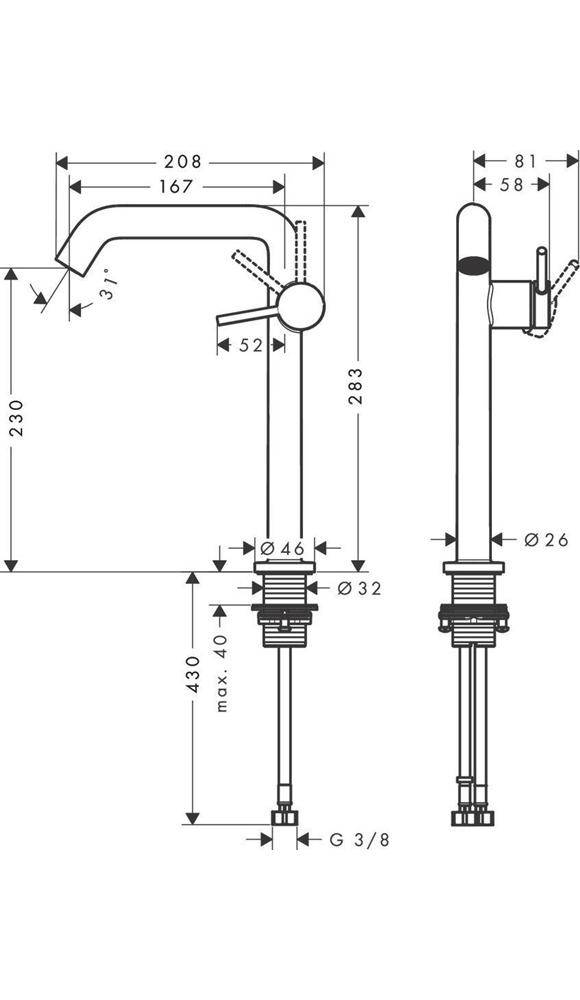 hansgrohe HG Einhebel-Waschtischmischer Tecturis S Fine CooStart Ausl