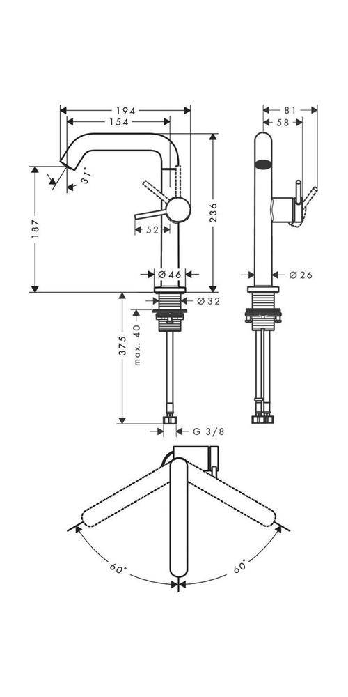 hansgrohe HG Einhebel-Waschtischmischer Tecturis S Fine CooStart Ausl
