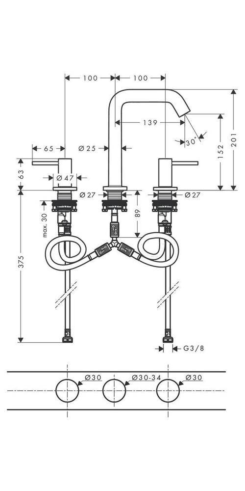 hansgrohe HG Dreiloch-Waschtischmischer Tecturis S ComfortZone 150 m