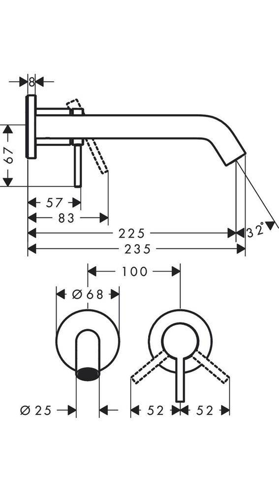 hansgrohe Einhebel-Waschtischmischer Tecturis S UP f Wd-mon Ausladung