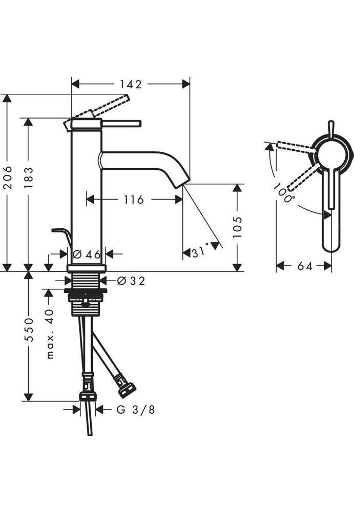 hansgrohe HG Einhebel-Waschtischmischer Tecturis S ComfortZone 110