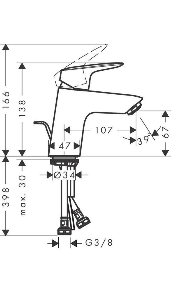 hansgrohe HG Einhebel-Waschtischmischer 70 LOGIS DN 15 m ZAG G 1 1/4"