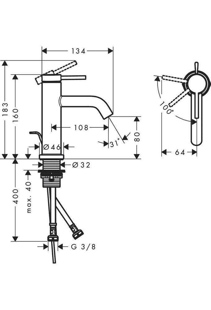 hansgrohe HG Einhebel-Waschtischmischer Tecturis S ComfortZone 80 m