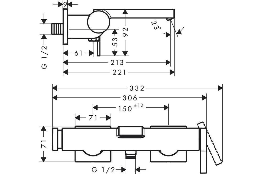 hansgrohe HG Einhebel-Wannenmischer Tecturis E Aufputz mattschwarz