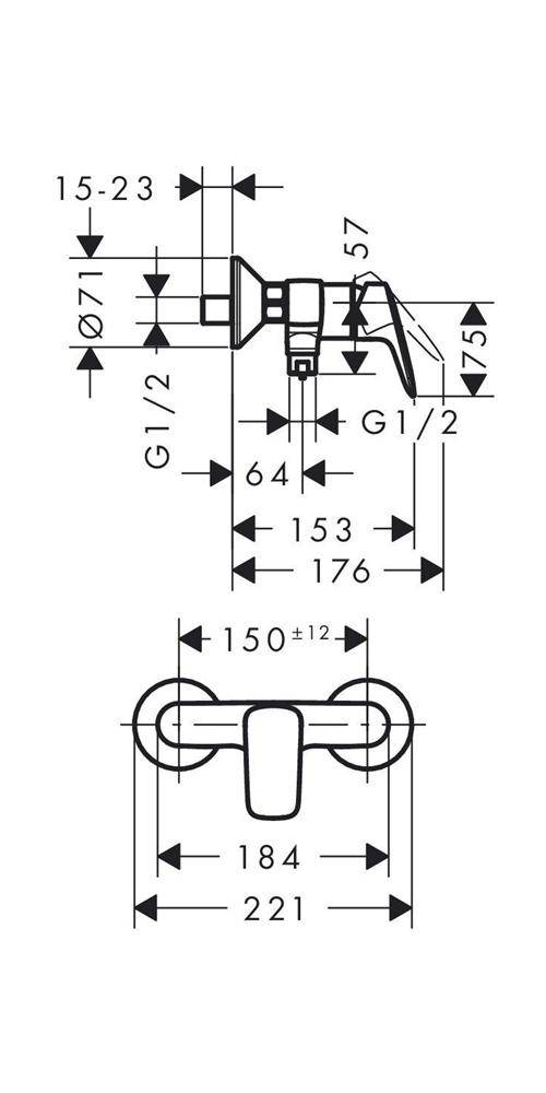 hansgrohe HG Einhebel-Brausemischer LOGIS DN 15, Aufputz mattschwarz