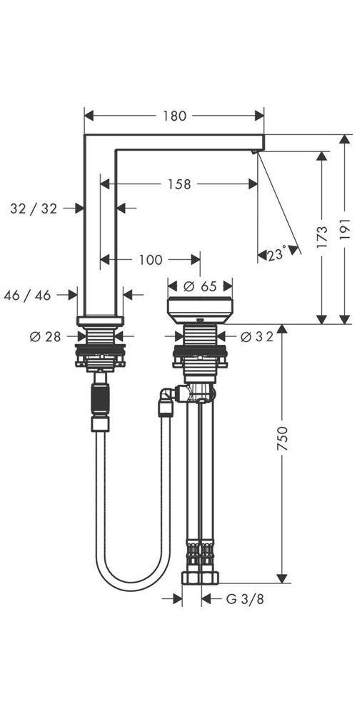 hansgrohe HG Zweiloch-Waschtischmischer Tecturis E ComfortZone 150,