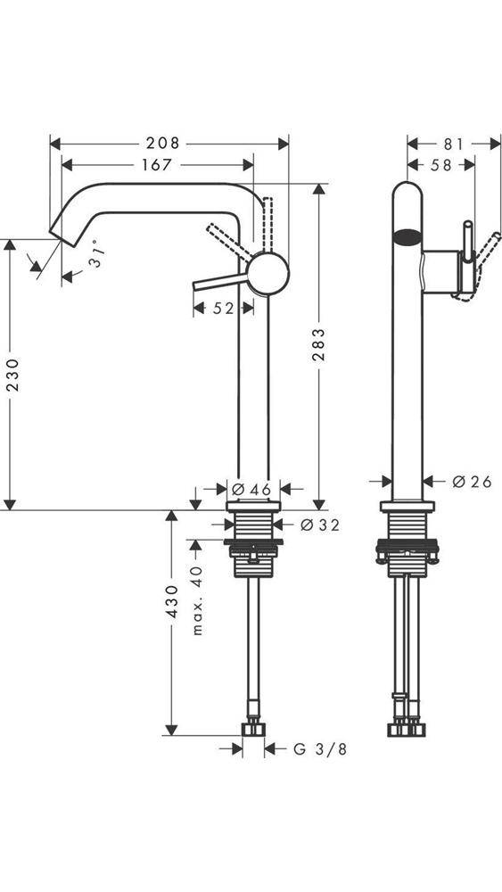 hansgrohe HG Einhebel-Waschtischmischer Tecturis S Fine CooStart Ausl