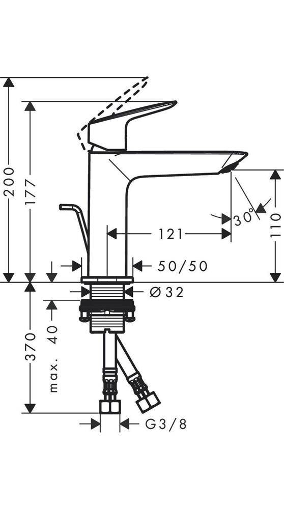 hansgrohe HG Einhebel-Waschtischmischer 110 LOGIS m ZAG G 1 1/4"