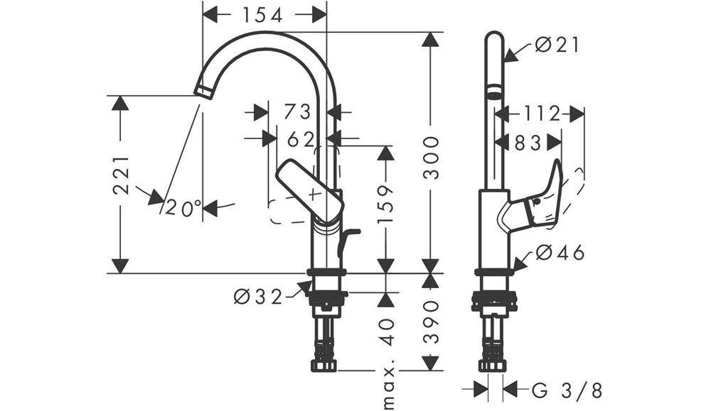 hansgrohe HG Einhebel-Waschtischmischer 210 LOGIS DN 15 m Schw-ausl m