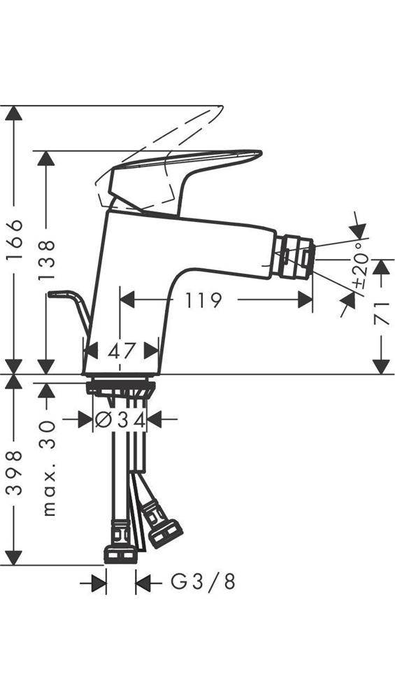hansgrohe HG Einhebel-Bidetmischer 70 LOGIS DN 15 m ZAG G 1 1/4"