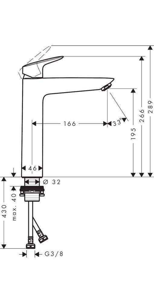 hansgrohe HG Einhebel-Waschtischmischer 190 LOGIS DN 15 ohne