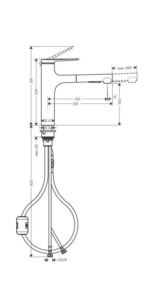 hansgrohe Einhebel-Küchenmischer Zesis M33 ComfortZone 160 2 jets
