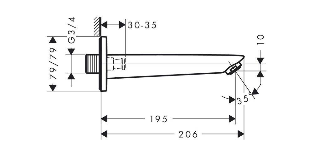 hansgrohe HG Wanneneinlauf LOGIS DN 20, Ausladung 195mm mattschwarz