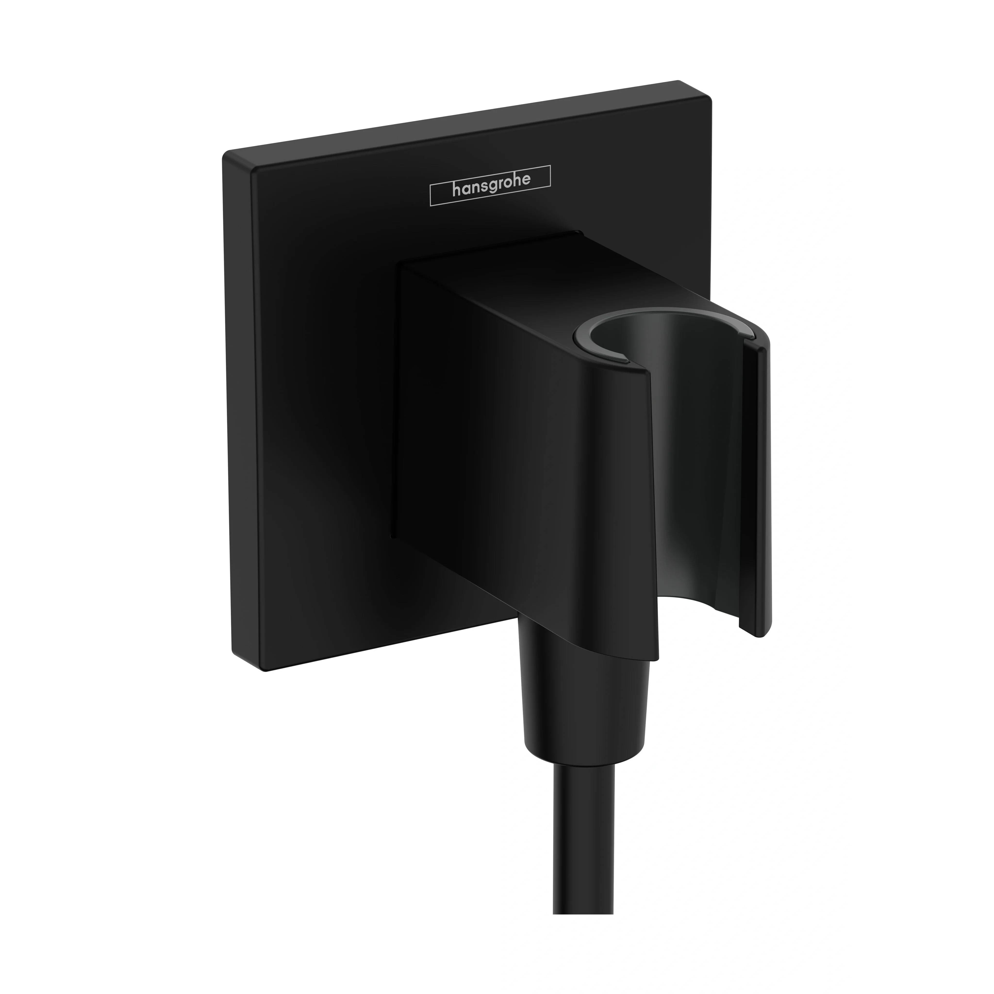 hansgrohe FixFit E Wandanschluss mit Brausehalter, mattschwarz, 1 Stk.