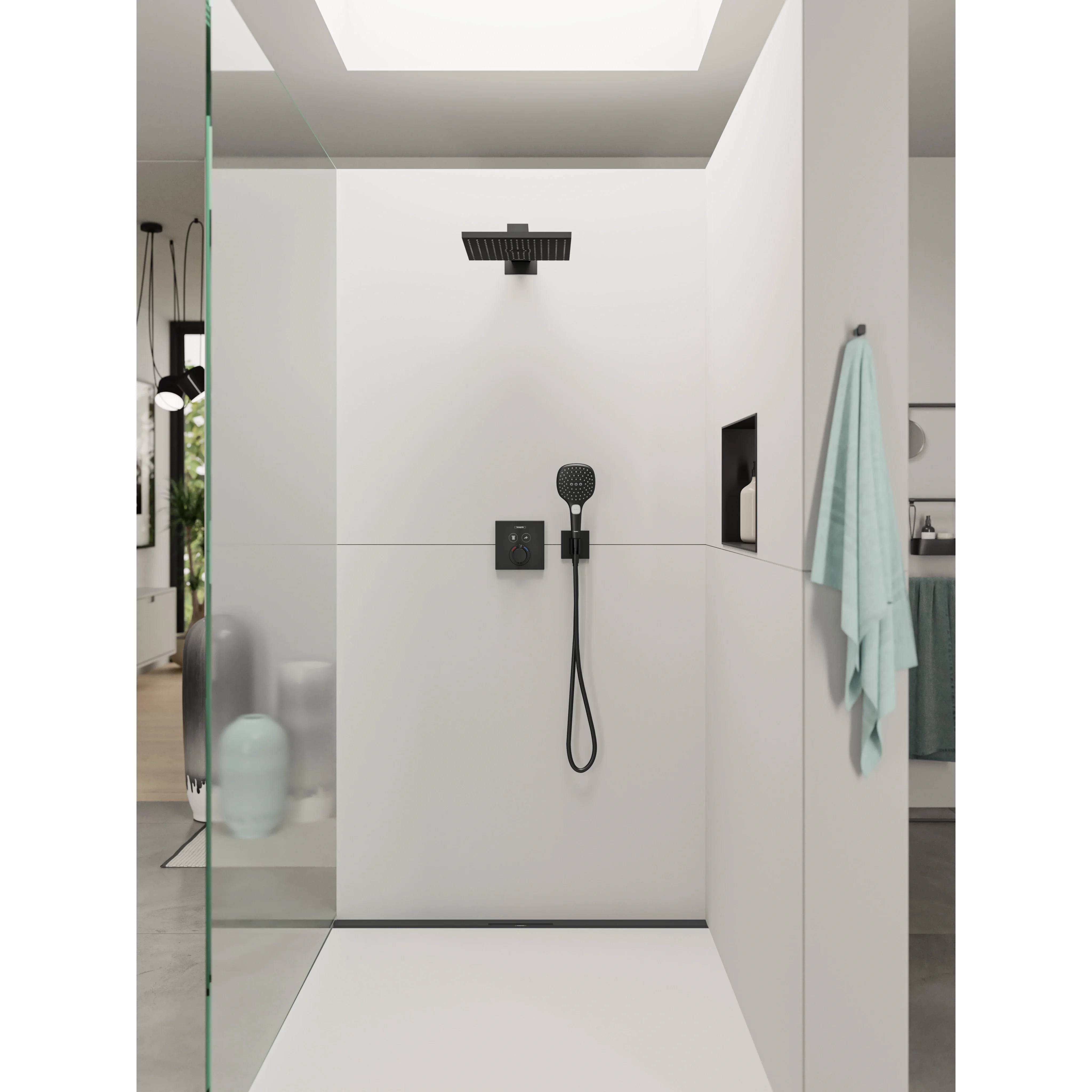 hansgrohe FixFit E Wandanschluss mit Brausehalter, mattschwarz, 1 Stk.