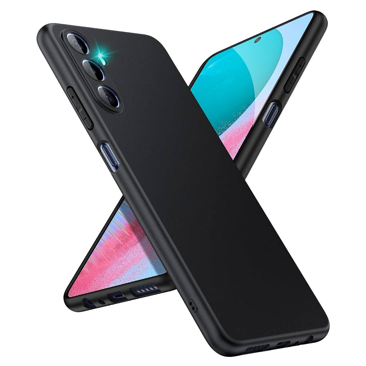 Für Samsung Galaxy M54 5G Silikoncase TPU Schutz Schwarz Handy Tasche Hülle Cover Etui Neu