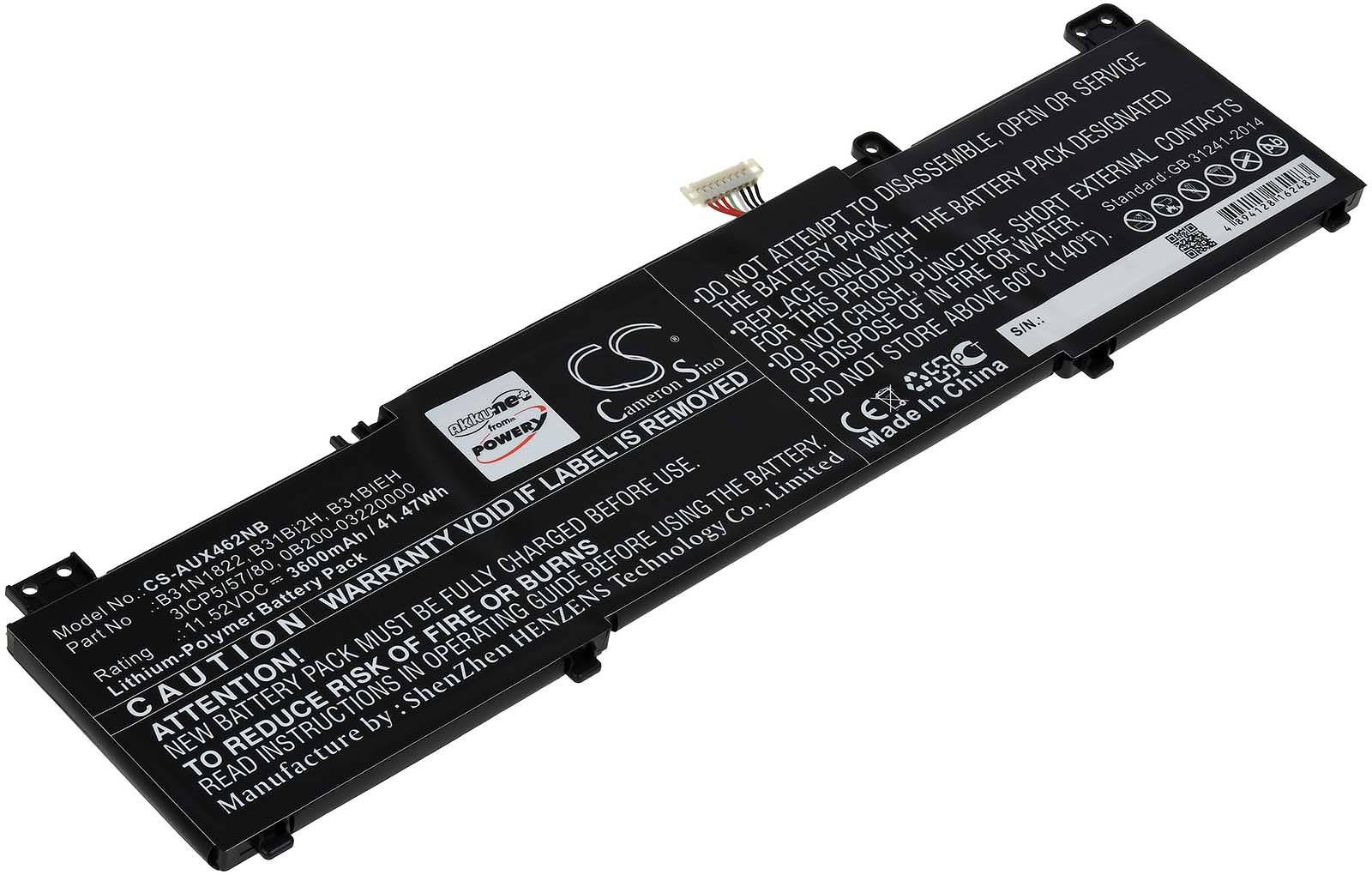 Powery Akku für Laptop Asus ZenBook Flip 14 UM462DA-AI030R, 11,52V, Li-Polymer