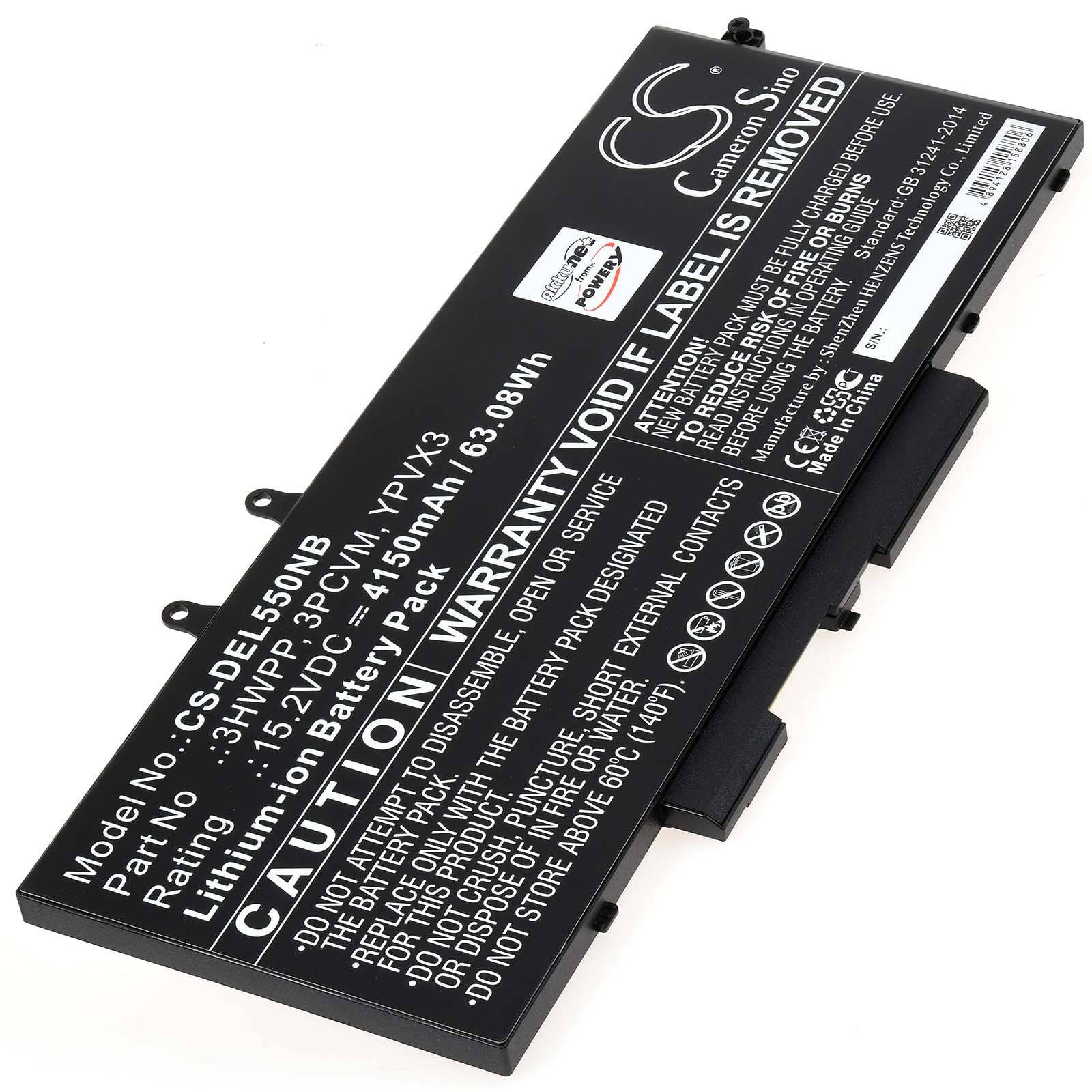 Powery Akku für Laptop Dell Latitude 14 5410 08T9X, 15,2V, Li-Ion