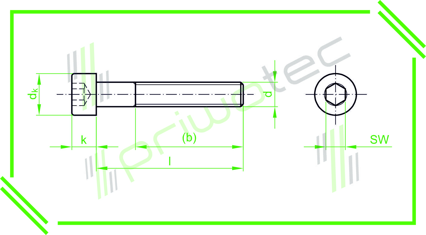 ISO4762 | DIN912 M10x125 Zylinderschrauben, mit Innensechskant Teilgewinde Material: Stahl 8.8 - blank (100 Stück)