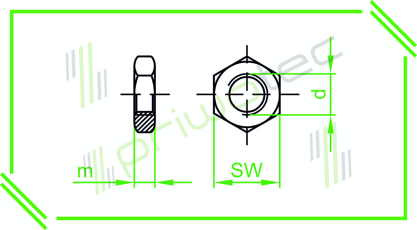 ISO4035 | DIN439B M4 Sechskantmutter niedrige Form, mit Fase Material: Stahl /4/ - verzinkt (100 Stk.)