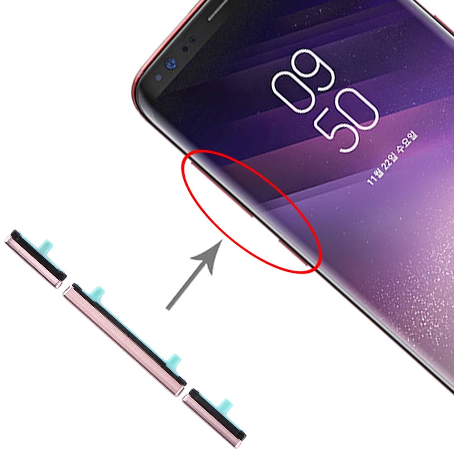 Für Samsung Galaxy S8 / S8 Plus Sidekeys Seitentasten Pink Ersatzteil