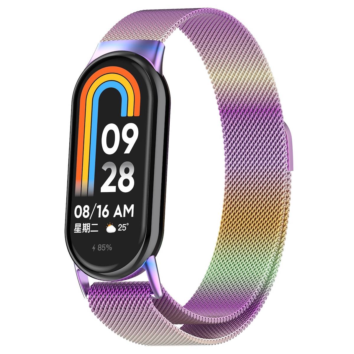 Milanese Uhrenarmband mit Magnetverschluss Xiaomi Mi Band 8 Regenbogen