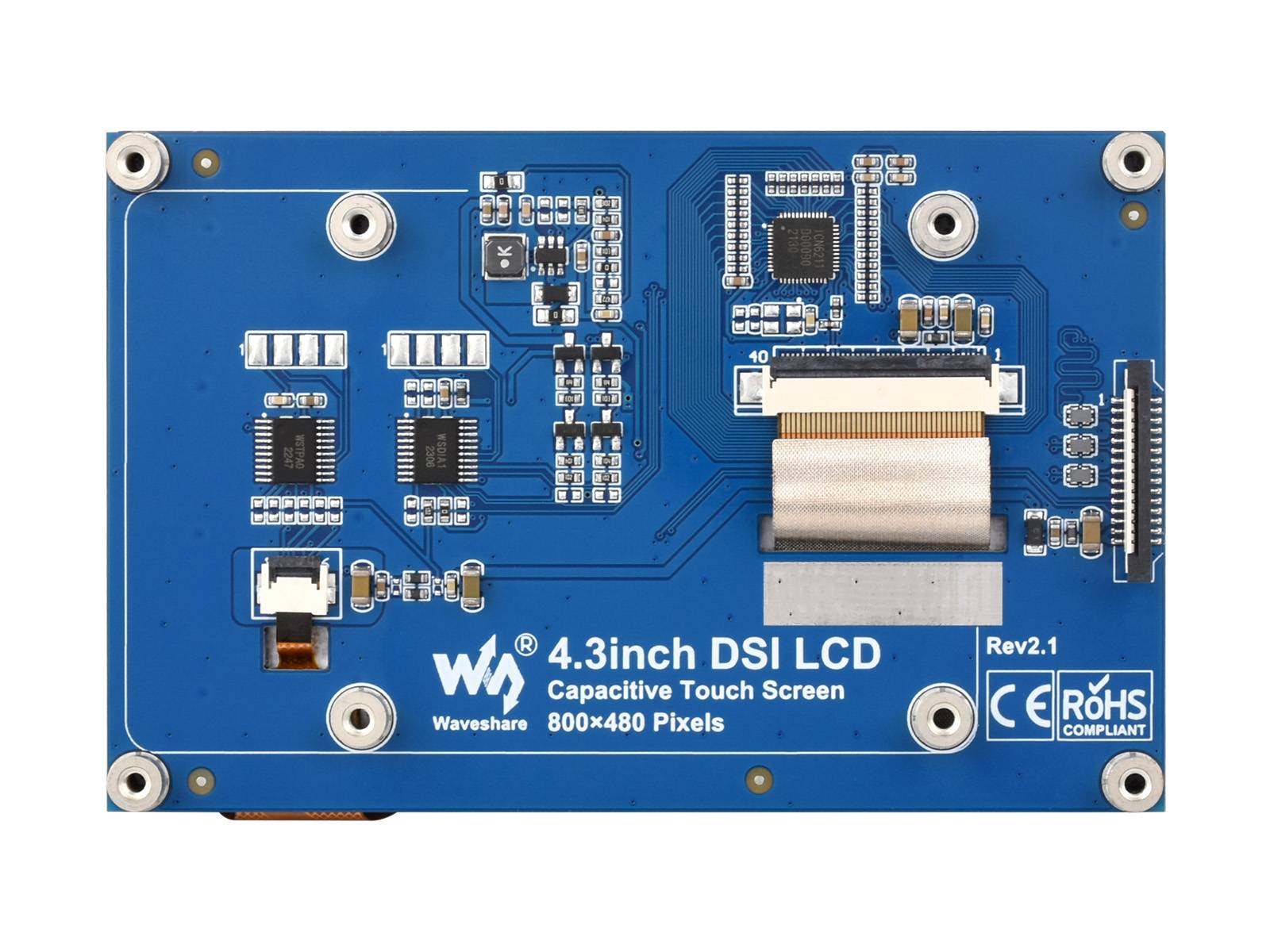 WaveShare 4.3inch QLED Display DSI Interface 800x480 Glass Panel