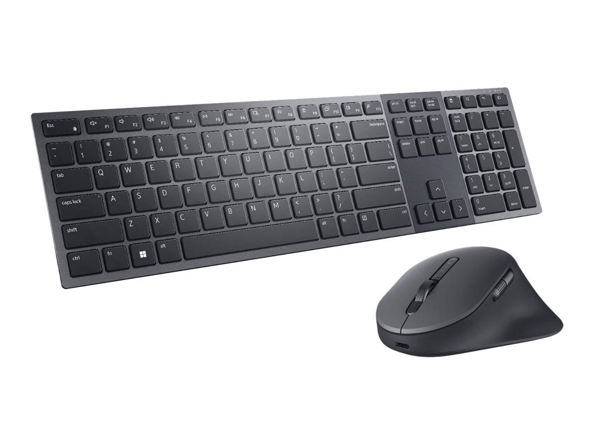 Kabelloses Tastatur- und Mausset in Dunkelgrau auf weißem Hintergrund.