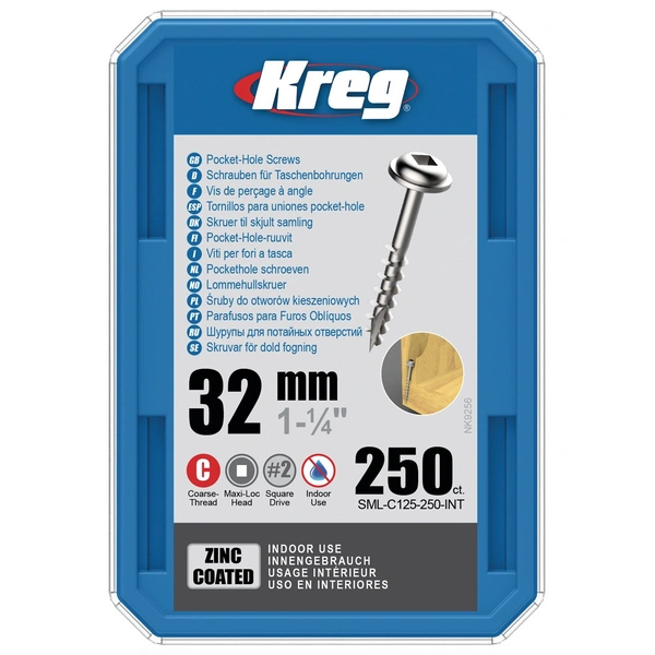 KREG Pocket-Hole Linsenkopfschraube 32 mm 250 Stk ( SML-C125-250 ) Vierkantantrieb Teilgewinde Grobgewinde selbstschneidend verzinkt KREG Pocket-Hole Linsenkopfschraube 32 mm 250 Stk ( SML-C125-250 ) Vierkantantrieb Teilgewinde Grobgewinde selbstschneidend verzinkt