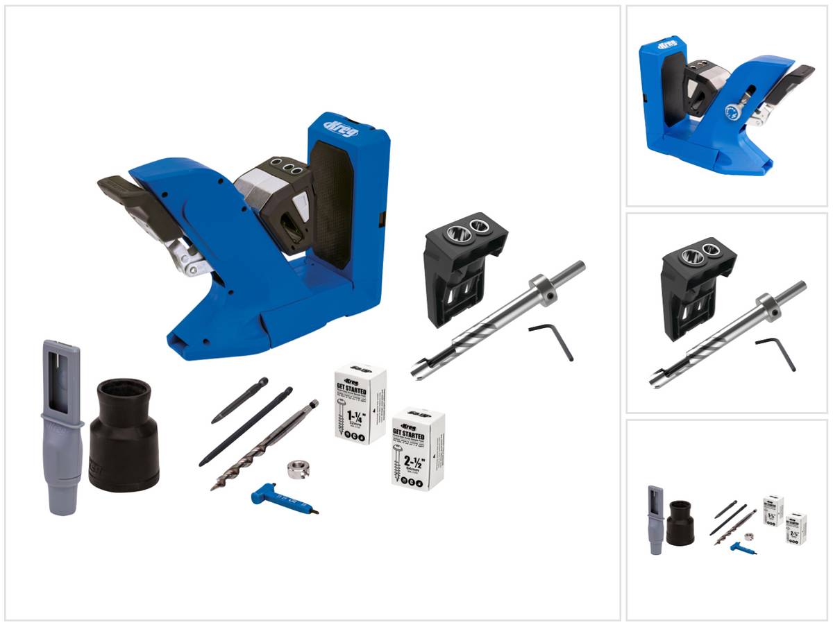 KREG Pocket Hole Jig 720 Taschenloch Bohrschablone ( KPHJ720 ) + Dübel Bohrschablone + Stufenbohrer + Bit + Schrauben