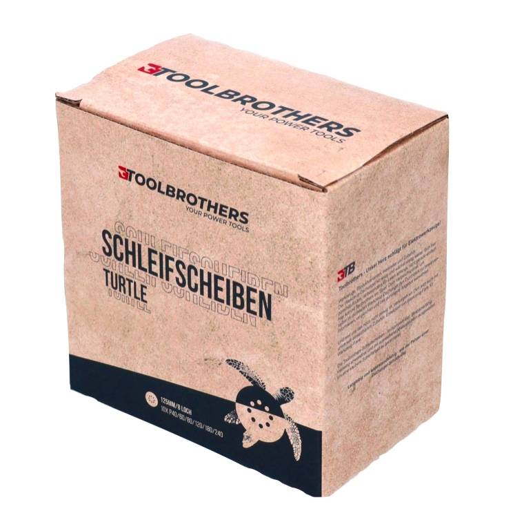 Toolbrothers TURTLE Schleifset 2 Packungen 120x Schleifscheiben 125mm Klett 8 Loch je 20x P40 / P60 / P80 / P120 / P180 / 240 für Hartholz
