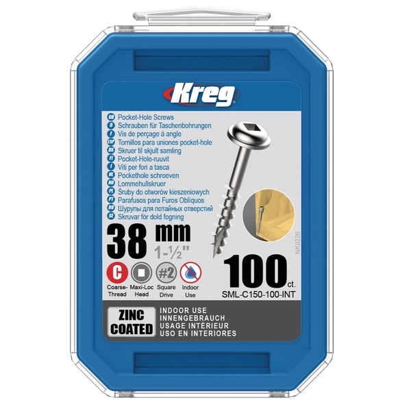 KREG Pocket-Hole Linsenkopfschraube 38mm 100 Stk. ( SML-C150-100 ) Vierkantantrieb Teilgewinde Grobgewinde selbstschneidend verzinkt KREG Pocket-Hole Linsenkopfschraube 38mm 100 Stk. ( SML-C150-100 ) Vierkantantrieb Teilgewinde Grobgewinde selbstschneidend verzinkt