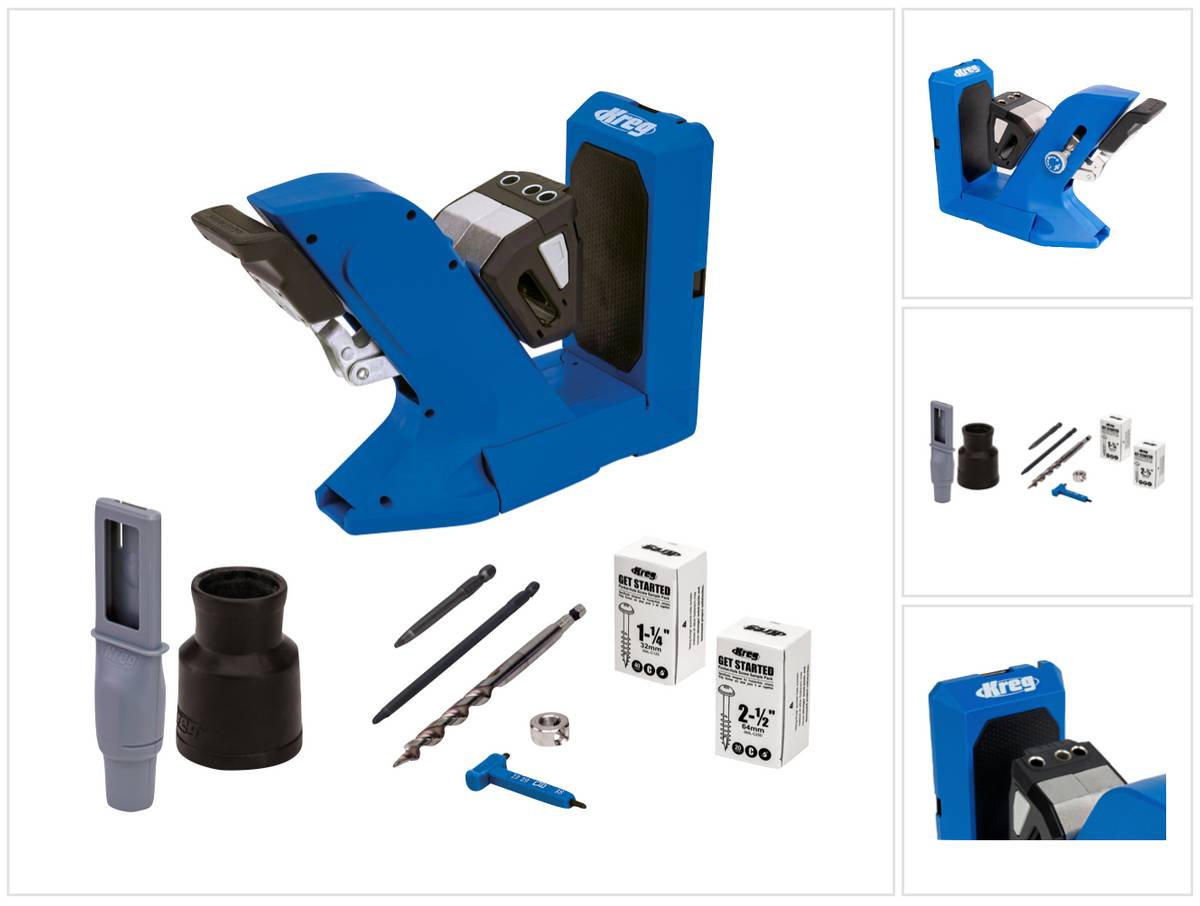 KREG Pocket Hole Jig 720 Taschenloch Bohrschablone ( KPHJ720 ) + Stufenbohrer + Bit + Schrauben