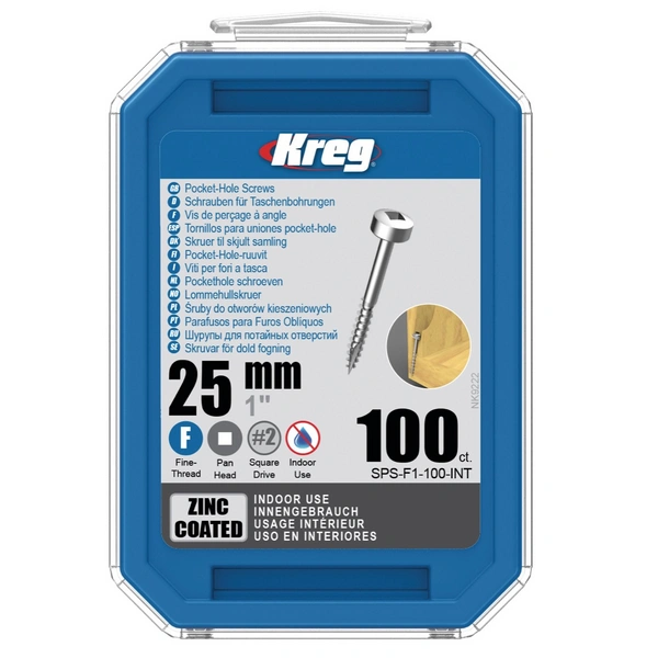 KREG Pocket-Hole Zylinderkopfschraube 25 mm 100 Stk. ( SPS-F1-100 ) Vierkant Antrieb Teilgewinde Feingewinde selbstschneidend verzinkt KREG Pocket-Hole Zylinderkopfschraube 25 mm 100 Stk. ( SPS-F1-100 ) Vierkant Antrieb Teilgewinde Feingewinde selbstschneidend verzinkt