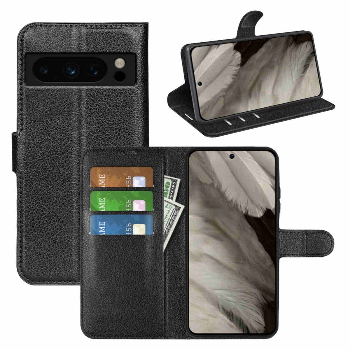 Für Google Pixel 8 Pro Handy Tasche Wallet Premium Schutz Hülle Case Cover Etuis Neu Zubehör Schwarz