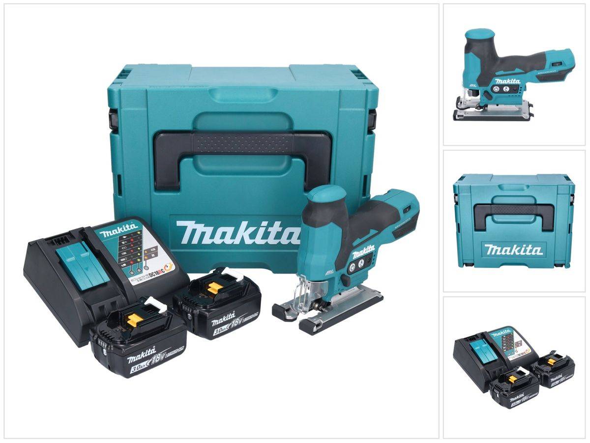 Makita DJV 185 RFJ Akku Pendelhubstichsäge 18 V Brushless + 2x Akku 3,0 Ah + Ladegerät + Makpac