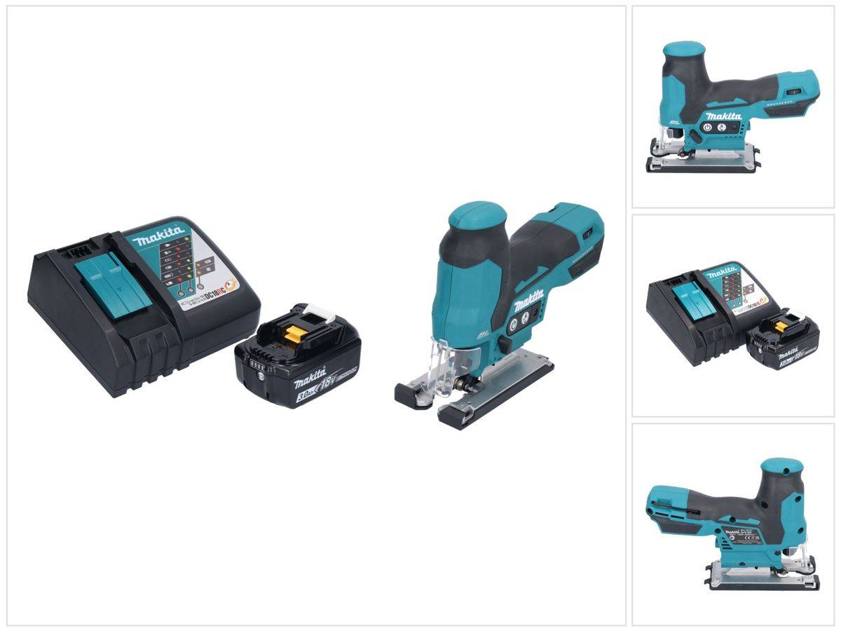 Makita DJV 185 RF1 Akku Pendelhubstichsäge 18 V Brushless + 1x Akku 3,0 Ah + Ladegerät