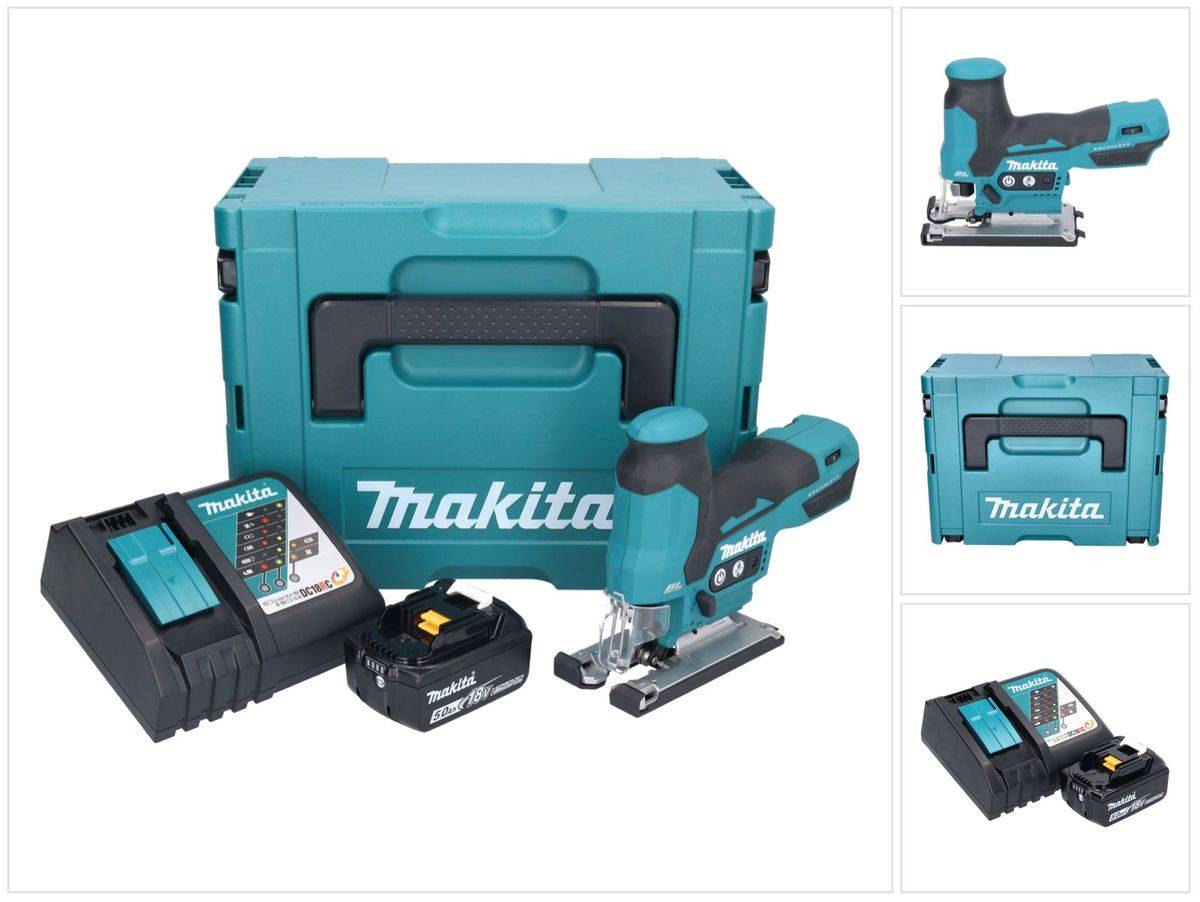 Makita DJV 185 RT1J Akku Pendelhubstichsäge 18 V Brushless + 1x Akku 5,0 Ah + Ladegerät + Makpac